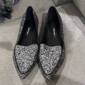 Nine West Women's Silver Glitter Loafers